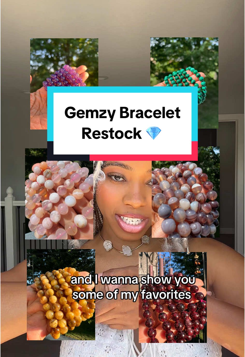 I’m so excited! 💎 #crystals #malachite #super7 #manifestation #fairycore #crystalbracelers #spiritualtok #333 #angelaura #gardenquartz 