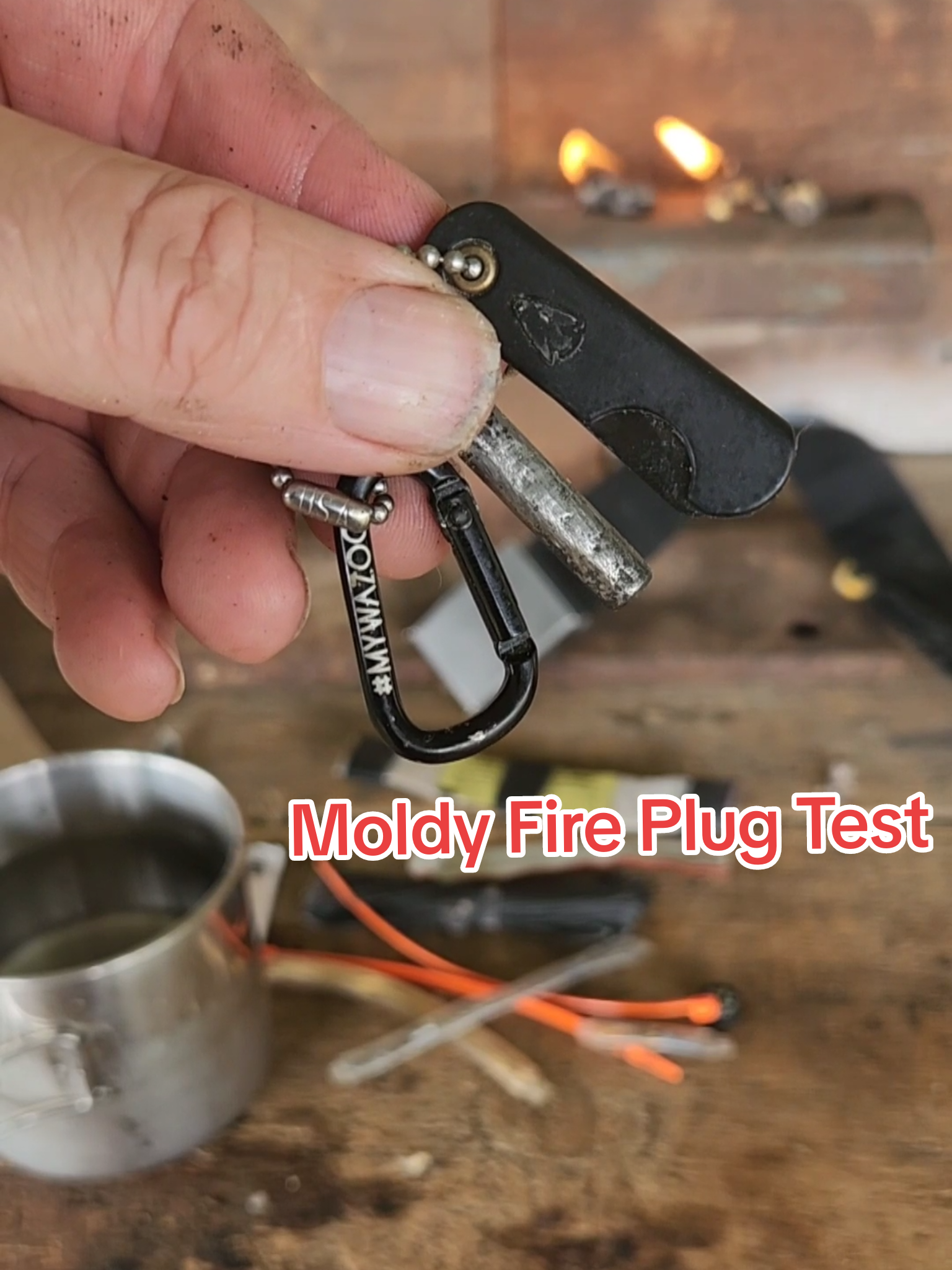After cleaning out my @WAZOO Cache Belt, I found some moldy fire plugs. Let's see if they still work. #burningriverbushcraft #wazoosurvivalgear #survivalkit 