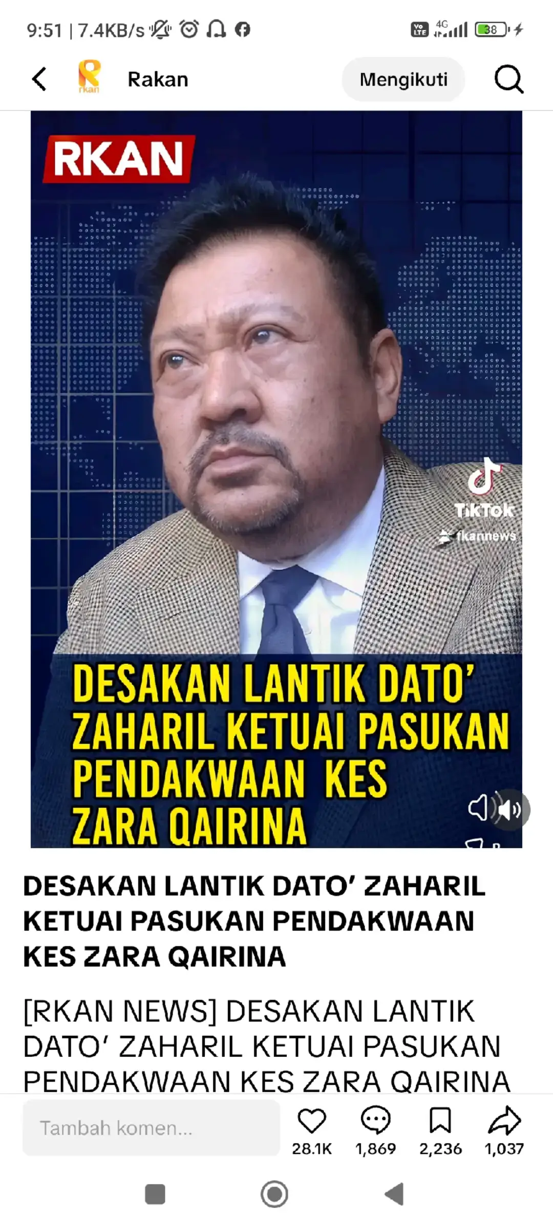 Kami seluruh rakyat Malaysia.Merayu kepada kerajaan Malaysia k benarkan Dato' Zaharul mewakili kes kematian adik Zara Qairina dengan seadil2 nye tanpa kompromi mana2 pihak..Adakah anda semua setuju...