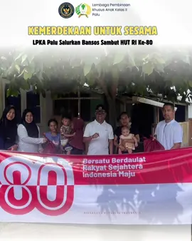 “Kegiatan pemberian bantuan kepada masyarakat sekitar LPKA Palu merupakan wujud rasa syukur atas nikmat Kemerdekaan yang telah diraih Bangsa Indonesia, dan sebagai bentuk nyata kepedulian jajaran LPKA Palu  terhadap masyarakat dalam menyambut Hari Kemerdekan RI Ke-80. Merdeka bukan hanya untuk kita sendiri melainkan berbagi hal yang bermanfaat kepada sesama adalah bentuk kemerdekaan yang adil,” ujar Kafi. #Kemenimipas #ditjenpas #KanwilDitjenpasSulteng #SemangatBaru #lpkapalu 