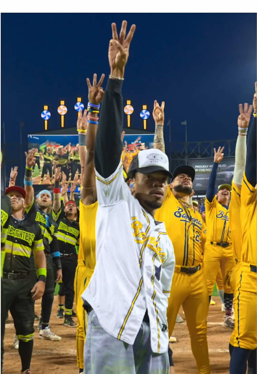 Chance the Rapper 🤝 Savannah Bananas 🤝 Firefighters  #savannahbananas #firefighters #chancetherapper #chicago #raptok 