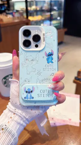 Case ponsel Stitch rock yang menarik, anti gores dan anti slip, dipasangkan dengan penyangga cermin Stitch, cocok untuk berbagai model ponsel~#ins #case #Stitch
