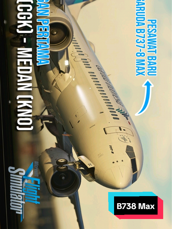 Debut pertama Garuda Boeing 737-8 Max, Jakarta - Medan😍 #flightsimulator #aviationlovers #avgeek #pcgames #garudaindonesia 