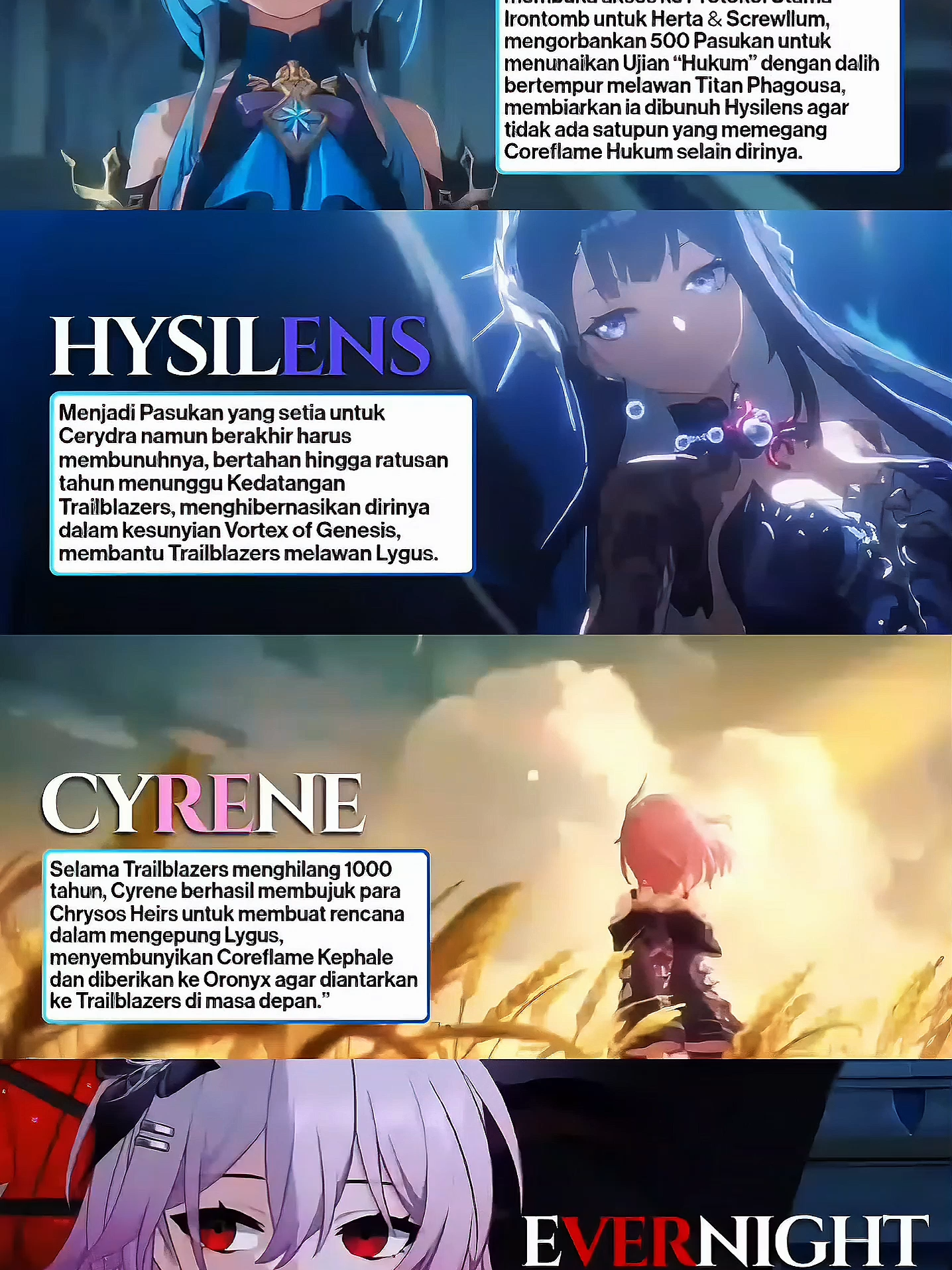 Role setiap chrysos heirs dan character lain dalam cycle terbaru di 3.4 #HonkaiStarRail #trailblazerhonkaistarrail #cyrene #cerydra #hysilens #evernight #anaxa #mydei #tribbie #hyacine #cipher #castorice #aglaea #herta #screwllum #lygus #irontomb