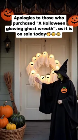 Glowing ghost wreath #ghost #wreath #halloween #homedecor 