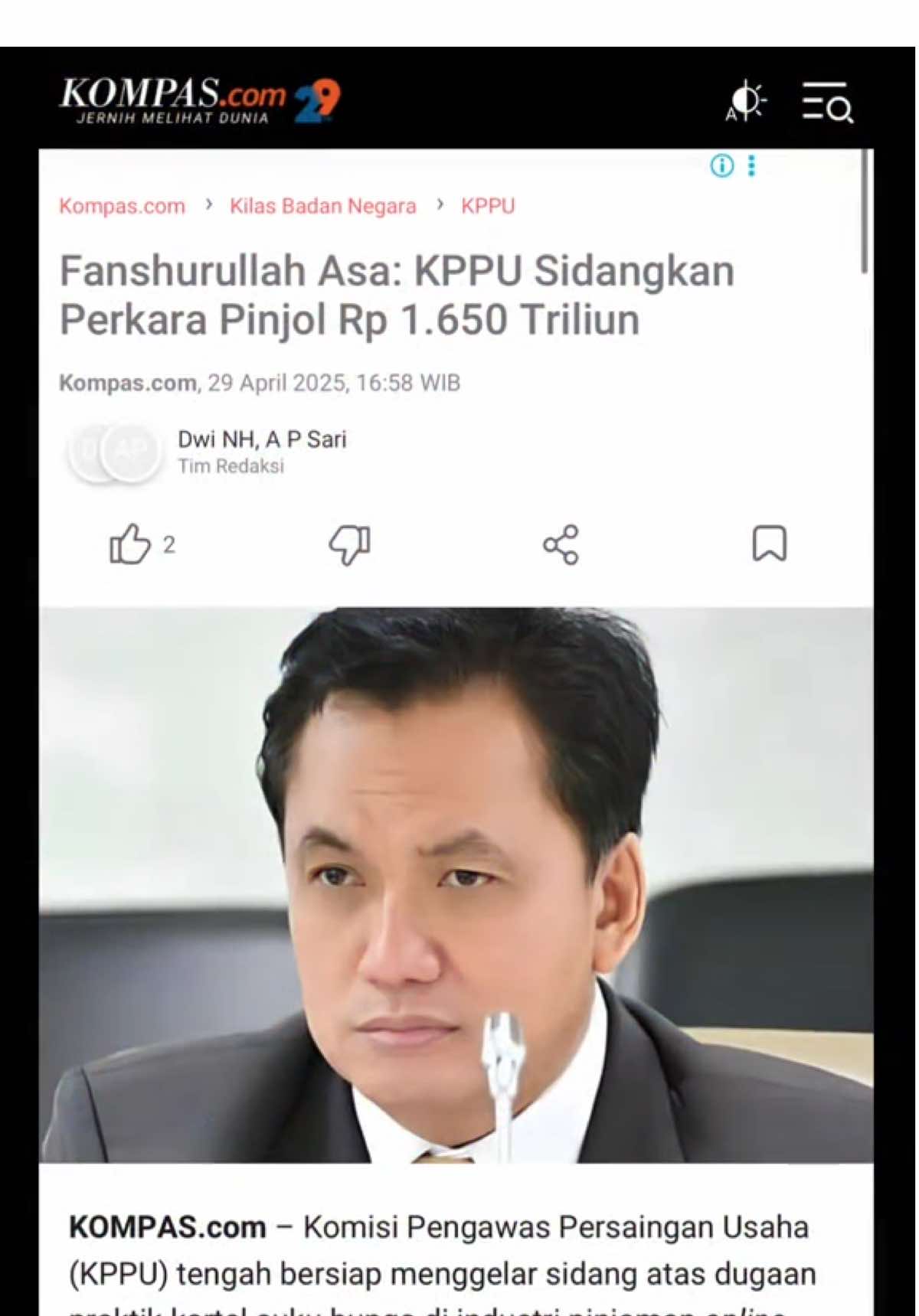 Ini akan menjadi kasus viral pinjol terbesar dalam sejarah KPPU. 14 Agustus 2025, 97 pelaku usaha anggota AFPI duduk sebagai terlapor dalam dugaan kartel di sektor pinjol. Untuk pertama kalinya, seluruh 9 Anggota KPPU turun langsung sebagai Majelis. Bagia saya ini bukan hanya soal angka, tapi memastikan persaingan usaha tetap sehat dan masyarakat terlindungi pastinya. ⚖️🇮🇩 #KetuaKPPU #FanshurullahAsa #KPPU #PersainganUsahaSehat #Pinjol 