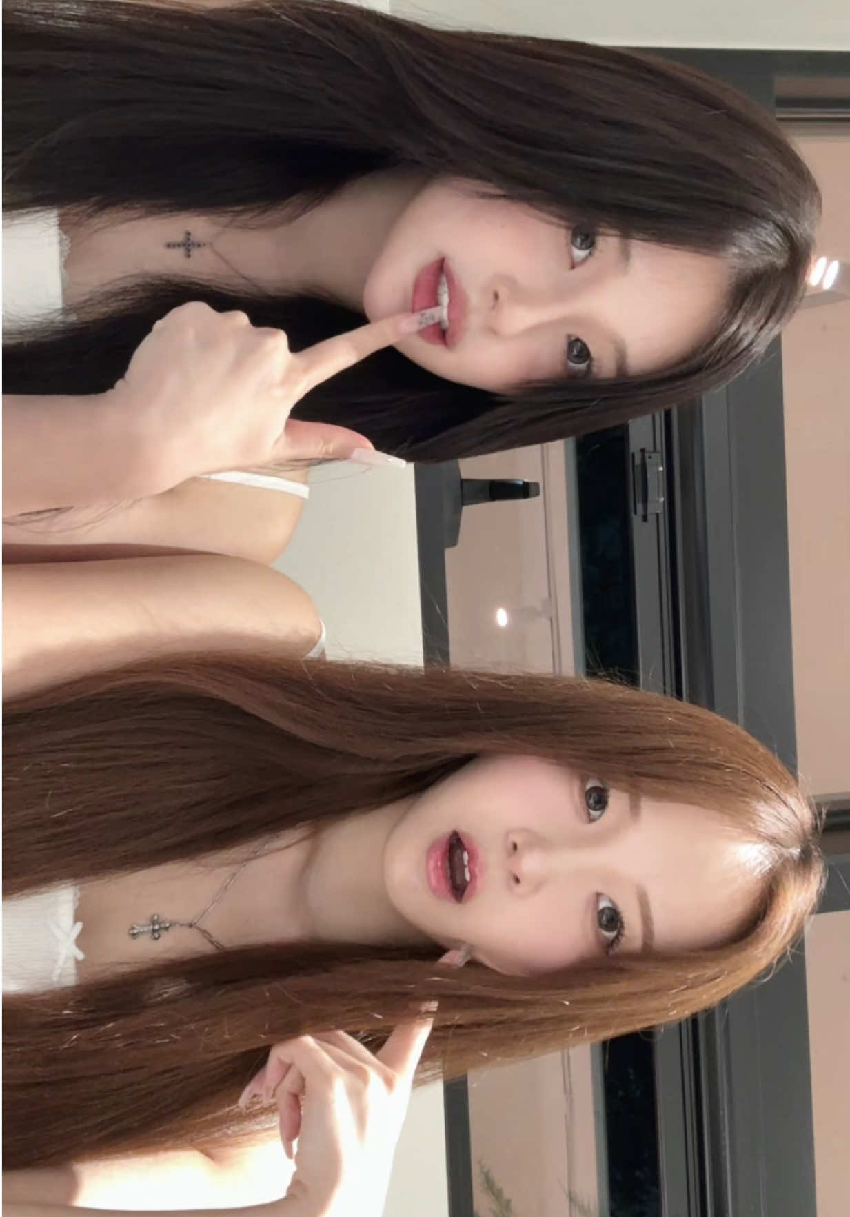 黒髪と茶髪センター分け🖤🤎@KYOKA 