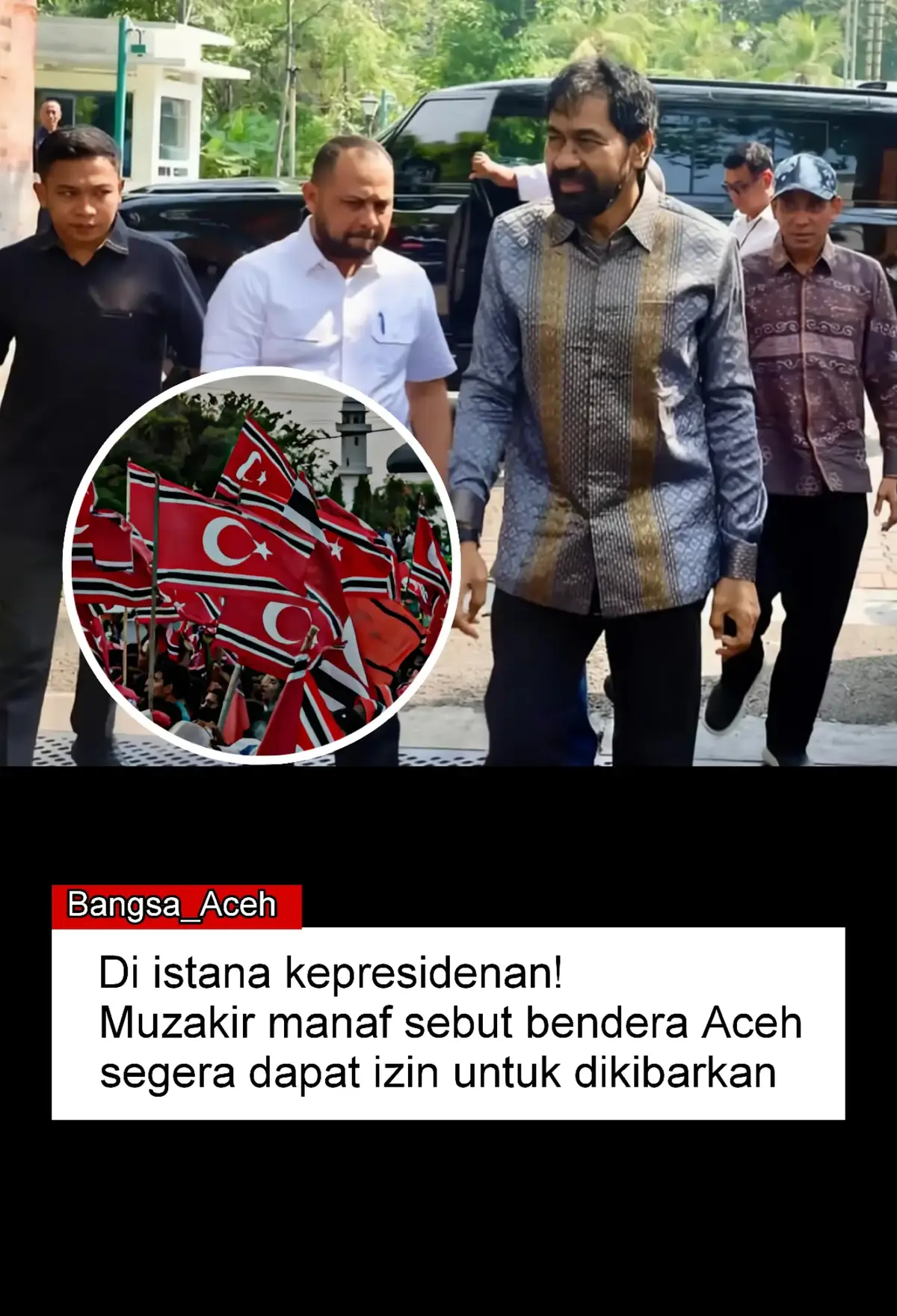 Jakarta, tvOnenews.com - Gubernur Aceh Muzakir Manaf (Mualem) menyampaikan bendera bulan bintang atau bendera Aceh tidak lama lagi akan diizinkan berkibar dengan bebas tanpa polemik. Sebelumnya pengibaran bendera dengan warna merah-hitam itu sempat menjadi polemik di tingkat pusat. Dia katakan, bendera Aceh yang masuk dalam sebagai satu butir nota kesepahaman (MoU) Helsinki yang ditandatangani 15 Agustus 2005 silam dapat segera diizinkan untuk berkibar #benderaaceh #Bangsaaceh #negaraacehdarussalam #Acehnesekingdom #nanggreoacehdarusalam 