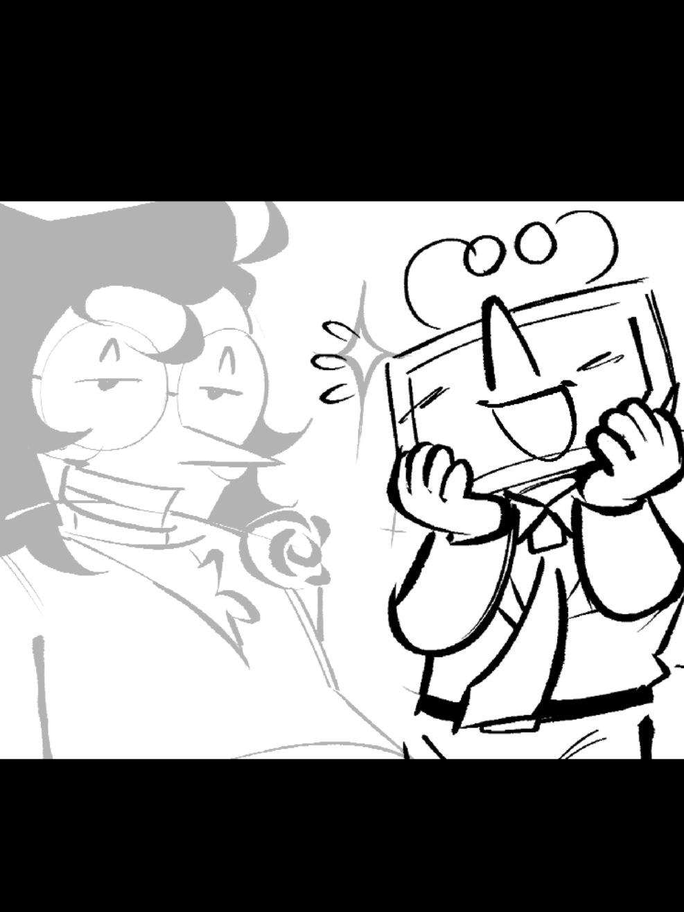 I made him spooky for no other reason than it looks cool and big scary TV man makes my brain do a lil jig.. I'm never finishing that other animation at this point tbh #deltarune #spamtenna 
