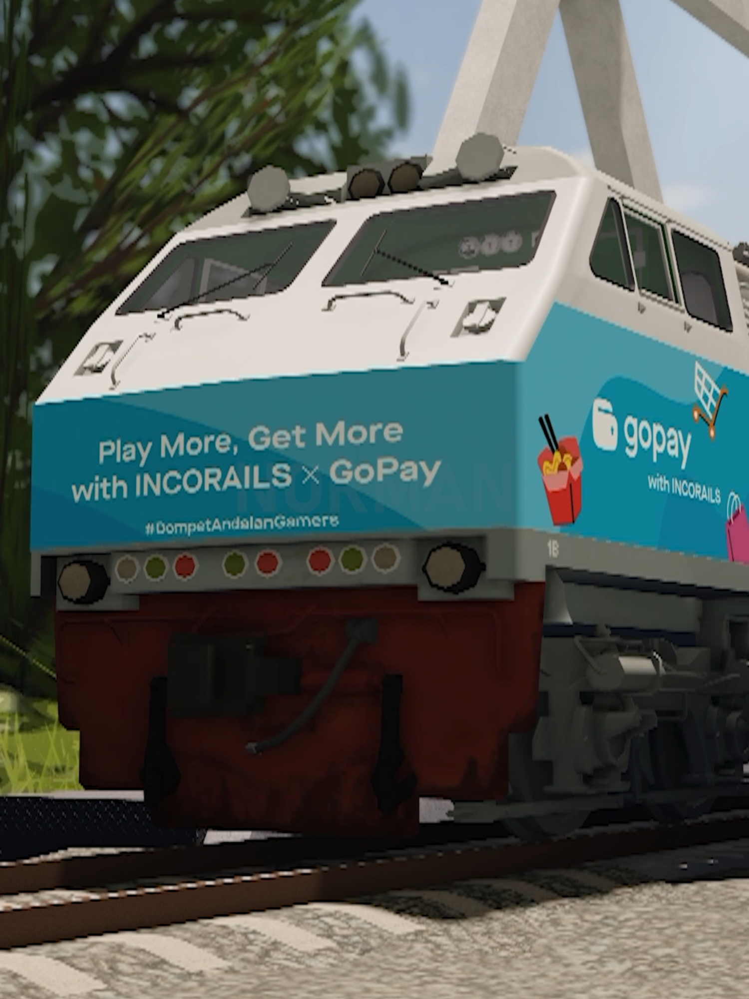 Incorails lagi collab sama GoPay dan ngadain event spesial! Mulai 15 Agustus, ikut event naikin bendera Indonesia  di Incorails, kumpulin poin, dan menangkan hadiah keren: • Cashback GoPay 50% untuk pembelian Robux • GoPay Coins untuk top leaderboard pengibar bendera  • Bonus Robux kalau bayar pakai GoPay Jangan cuma jadi penonton, ikutan dan buktikan siapa pengibar bendera terbaik di event ini!  Gunakan kode voucher 