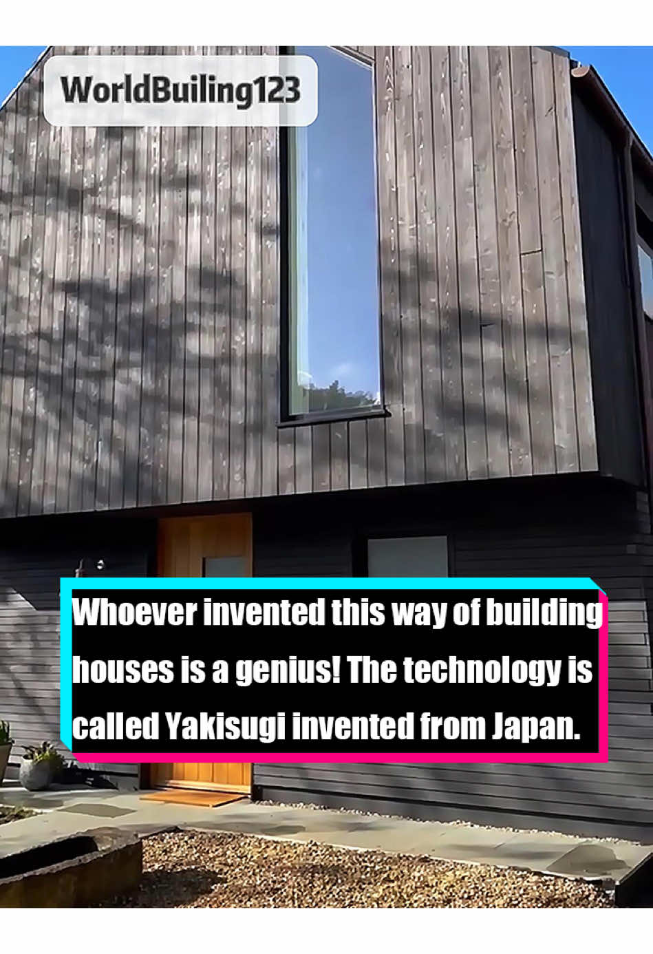 Whoever invented this way of building houses is a genius! The technology is called Yakisugi invented from Japan.#tik_tok #foryou #fyp #building #japan 