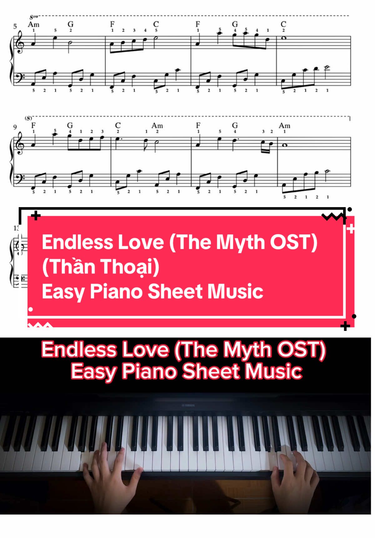 Easy Piano Sheet: Endless Love (The Myth OST) (Thần Thoại) sheet piano nhạc Hoa đầy lãng mạn, soạn lại nên cực kỳ dễ tập, dễ đàn, xoá tan nỗi ám ảnh khi mới học đàn với các sheet gốc khó #piano #pianocover #sheetpiano #music #endlesslove 