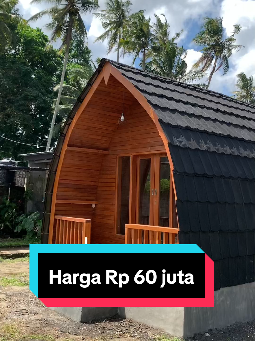 ukuran 4*6 harga Rp 60 juta. #promomakanmerdeka #produsenrumahkayu #rumahkayujati #fyp #villarumahkayu 