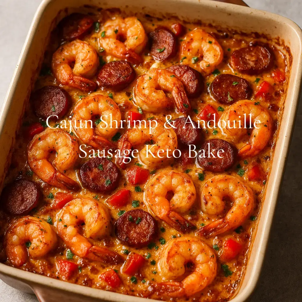 Why it’s unique: Uses shrimp and smoky andouille sausage for a Louisiana-inspired flavor. Creamy Cajun sauce binds everything together without feeling heavy. Baked with a crispy cheese topping so it’s bubbly and golden. --- Ingredients (4 servings) 1 lb large shrimp (peeled & deveined) 8 oz andouille sausage (sliced) 2 tbsp butter 1 small onion (diced) 1 bell pepper (diced — red or yellow for color) 2 cloves garlic (minced) 1 cup heavy cream ½ cup chicken broth 1 cup shredded cheddar cheese ½ cup grated Parmesan cheese 1 tbsp Cajun seasoning (plus extra for shrimp) ¼ tsp cayenne (optional for extra spice) 1 cup riced cauliflower (optional, for extra bulk) --- Instructions 1. Prep shrimp: Toss with Cajun seasoning and set aside. 2. Cook sausage: In a skillet, brown sausage slices, then set aside. 3. Sauté veggies: Melt butter in the same skillet. Add onion, bell pepper, and garlic. Cook until soft. 4. Make sauce: Stir in cream, broth, ½ cup cheddar, ¼ cup Parmesan, and Cajun seasoning. Simmer until thickened. 5. Assemble: In a greased baking dish, layer sausage, shrimp, and optional cauliflower rice. Pour sauce over top. 6. Top: Sprinkle with remaining cheddar and Parmesan. 7. Bake: 375°F for 12–15 min until cheese is golden and shrimp are cooked through. #KetoCajun #KetoShrimp #KetoDinnerIdeas #KetoRecipes #fyp 
