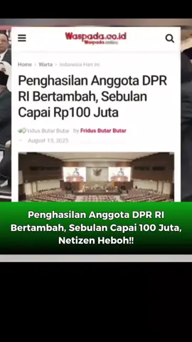 Bukan main penghasilan anggota DPR. Para wakil rakyat di periode 2024-2029 ternyata mendapat kenaikan gaji. Tapi jangan dulu merengut, kenaikan gaji ini bukan tanpa alasan. Penambahan pemasukan dikarenakan para legislator tak lagi dapat rumah dinas. Anggota Komisi I DPR TB Hasanuddin blak-blakan soal take home pay atau gaji bersih yang didapat anggota DPR setiap bulan, bisa mencapai lebih dari Rp100 juta. Dia bilang ada penambahan sekitar Rp50 juta sebagai pengganti hilangnya fasilitas rumah dinas bagi para anggota dewan. “Kan, tidak dapat rumah. Dapat rumah itu tambah Rp50 juta. Jadi take home pay itu lebih dari Rp100 juta, so what gitu loh,” kata Hasanuddin di Kompleks Parlemen, Senayan, Jakarta, Selasa (12/8). Hasanuddin mengaku jumlah itu lebih dari cukup. Sehingga, jika dibagi setiap hari, setiap anggota DPR bisa mendapat sekitar Rp3 juta. “Bayangkan saja kalau dibagi Rp3 juta, bayangkan kalau dengan, mohon maaf ya, dengan wartawan sehari berapa ya? Iya. Saya sudah bersyukur saya, buat saya. Bersyukur sekali. Terus disebut, wah buka rahasia, ya enggak lah, uang kalian juga itu,” kata Hasanuddin. Nampaknya sikap terbuka Hasanuddin merupakan respons untuk rekannya sesama legislator di Senayan. Wakil Ketua Komisi II DPR dari Fraksi Partai Golkar, Zulfikar Arse Sadikin sempat menyebut politikus sulit untuk mendapatkan uang halal. Dia menyebut perilaku korup tak hanya berlaku bagi politikus. Menurut dia, perilaku korup terjadi di hampir semua sektor kehidupan. Dia bilang, banyak belajar sejak menjadi aktivis organisasi selama menjadi mahasiswa. “Jangankan di organisasi, di keluarga aja, saya pun ya enggak semuanya terus terang itu soal duit itu. Dari mana dapatnya gitu ya, yang penting istri sama anak tercukupi. Hanya kita bisa pastikan cara mendapatkannya itu berusaha betul halalan toyyiban,” kata Arse dalam diskusi ICW, Senin (11/8). “Walaupun itu sulit, sulit, sulit, sulit, dalam mungkin kehidupan dunia. Tapi ya kita tetap berusaha untuk tetap bertanggung jawab,” imbuhnya. #fyp 