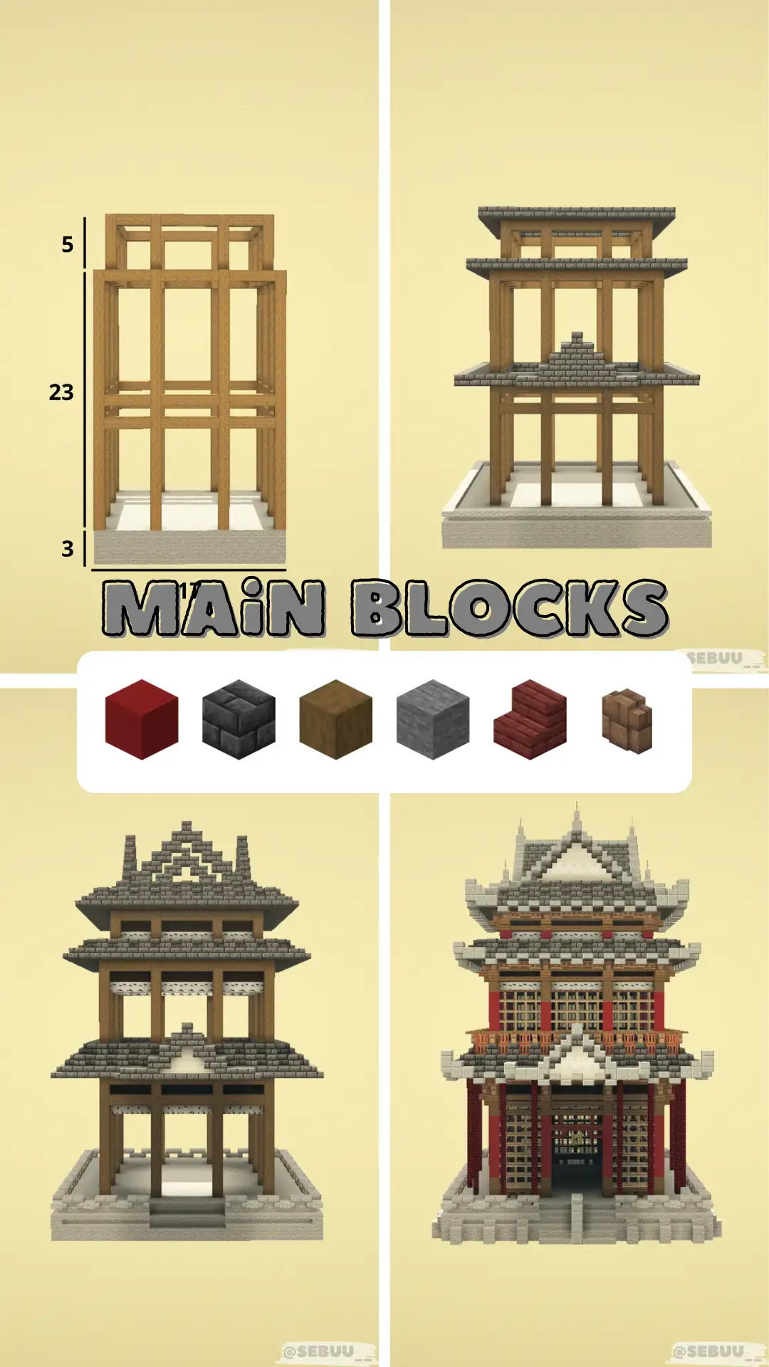 Tutorial of one Minecraft Chinese Temple with step's serie fir your survival adventure or creativ world's ! Hope you mike it ! 😁 Free-download in bio ⬅️ #Minecraft #minecraftbuilds #minecrafttutorial #minecraftideas #minecraftpe 