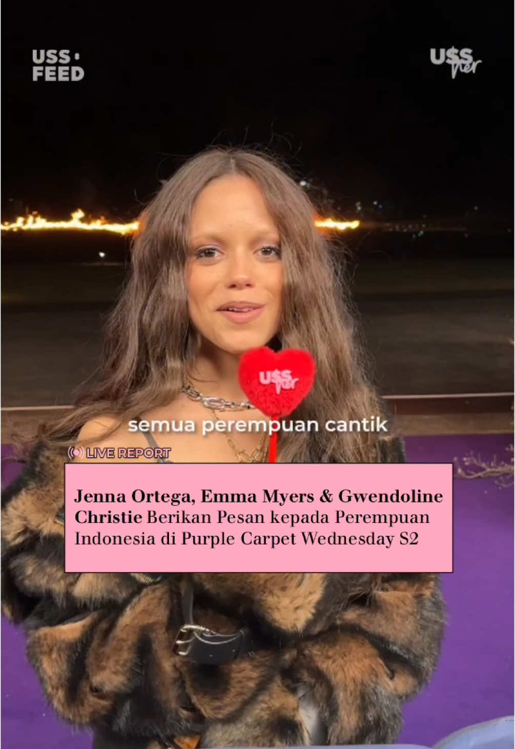🚨 Reporting live from Sydney! Jenna Ortega, Emma Myers, and Gwendoline Christie shared their messages for Indonesian women: you are loved, and don’t change who you are for other people. This is just a little sneak peek of what they had to say, but maybe there’s more coming soon? Stay tuned 👀 [📹 via USS Her] — #USSHer 