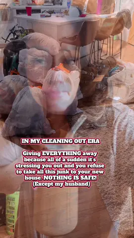 Here’s why I’ve been MIA…all this stuff is driving me nuts. My husband has taken 12 bags to the dump, Kilee took 6 bags of clothes, she gave my shoes to a friend and the rest of this is going to the shelter! Cleaning out is so freeing but literally when I’m in this mood NOTHING IS SAFE #Home #cleaning #cleaning #hoarder 