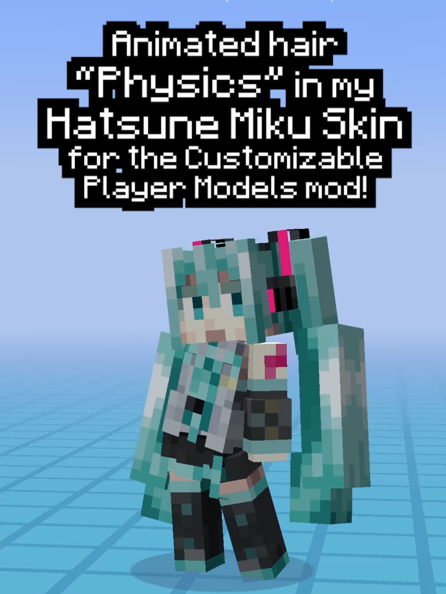 Miku's twin tails can move! My Hatsune Miku CPM Skin is available early on my Ko-fi page! (Link in bio) #miku#hatsunemiku #vocaloid #Minecraft #minecraftmods #minecraftmod #minecraftmemes #minecraftjava #alphs20 #alphs #fyp