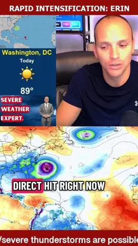 Erin is now a monster hurricane, rapidly strengthening and pushing toward Category 5 intensity. 🔹 New model runs path offshore  🔹 East Coast timing: mid-to-late next week 🔹 High rip currents and surf and Massive waves 50–70 feet well offshore 🔹 Outer Banks & coastal Carolinas most at risk for impacts for higher surf and gusty winds.  There’s better agreement in the track, but with Hurricane Hunter data feeding into the models, confidence is growing. Every nudge matters. ⚠️ Stay connected — I’ll have constant updates, without hype, so you can prepare with confidence. #HurricaneErin #Cat5 #WeatherUpdate #erin #HurricaneSeason   