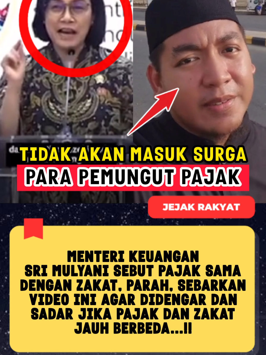 Menteri keuangan Sri Mulyani sebut pajak sama dengan zakat, parah, sebarkan video ini agar didengar dan sadar jika pajak dan zakat  jauh berbeda...‼️ #srimulyani #menterikeuangan #pajak #zakat #sedih 