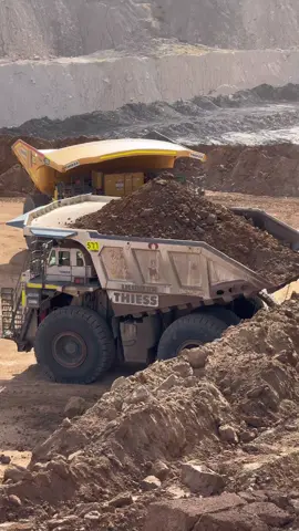 Digging and Loading Operation: The Liebherr R9800  into the Liebherr T284 dump truck with high efficiency thanks to its advanced hydraulic system and large bucket capacity.#fyppppppppppppppppppppppp #fypage #fypforyou #fypviralシ゚ #Liebherrr9800 @aaron_witt 