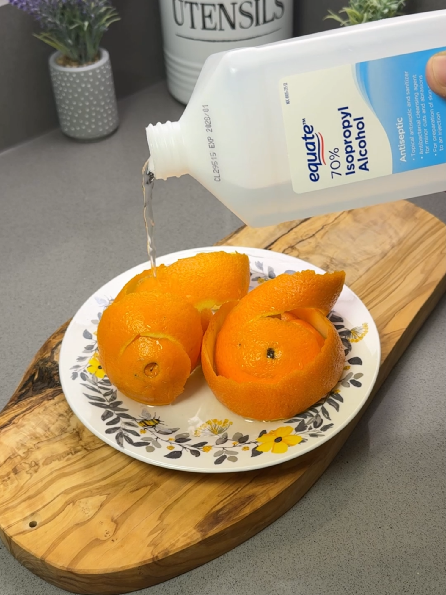 Just put alcohol on orange peel and watch what happens! 🍊✨#cleaning #homehacks