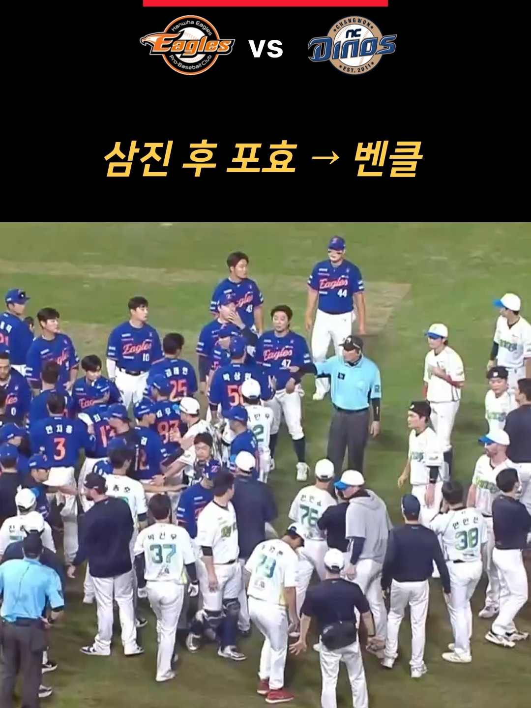 벤클 발발 #250817 #한화이글스 #엔씨다이노스 #벤치클리어링 #야구 #KBO