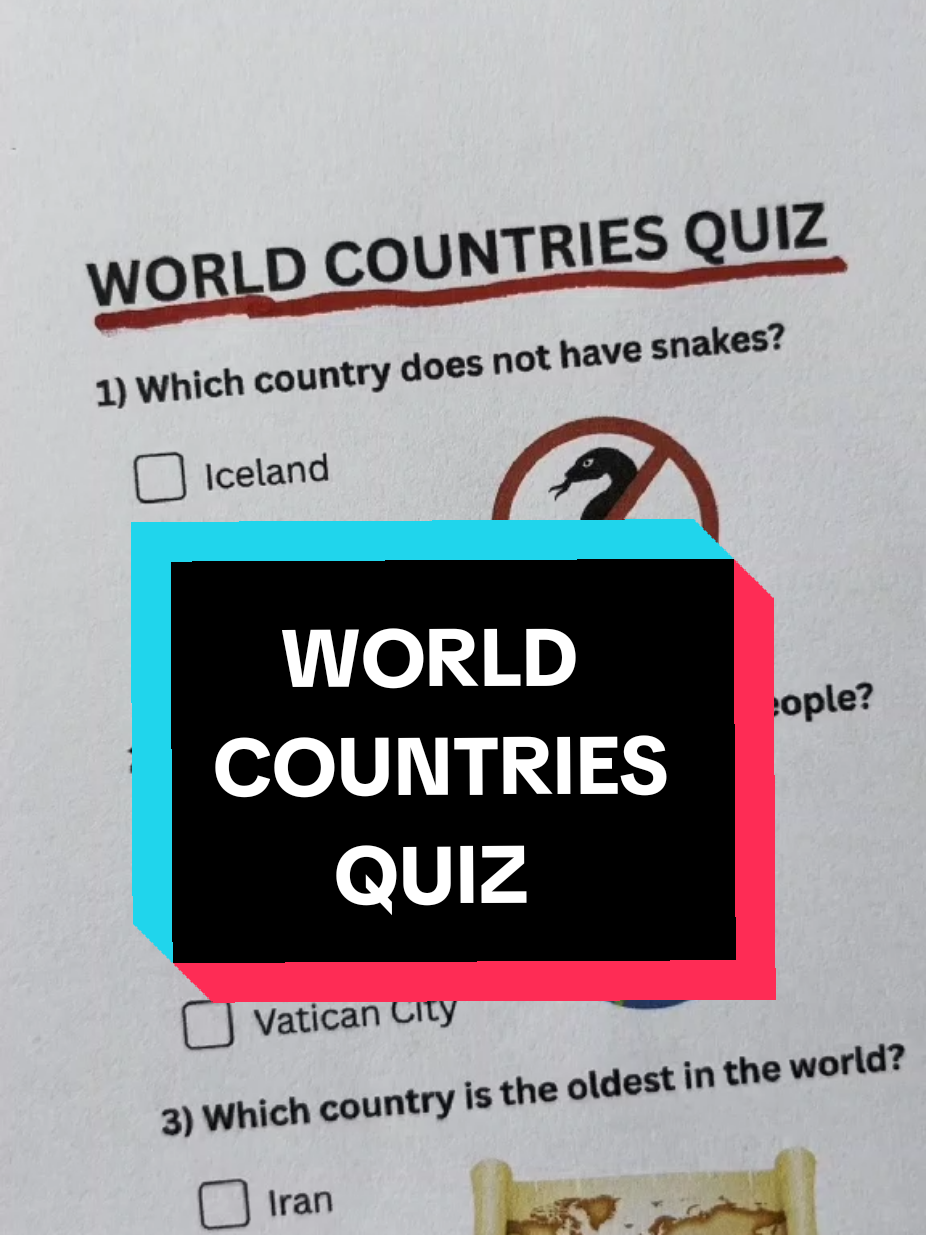 World Countries Quiz - Can you get 7/7? #countries #quiz #quiztime #trivia #generalknowledge 