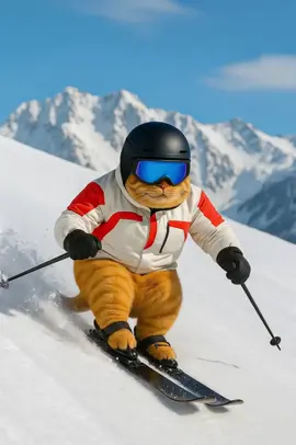 POV: You’re Racing a Cat Down the Slopes ⛷️🐱#tiktok #slopes #cat #funny #ai 