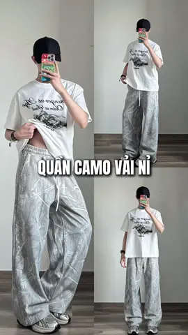 Quần camo vải nỉ brand đen studio #fyp #outfit #review #xuhuong 