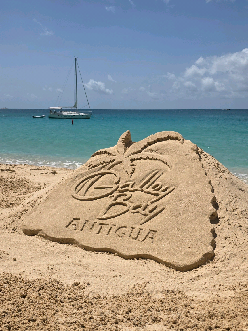 Look at that view! Satisfying sand art on a beautiful Island @GalleyBayResort  #asmr #satisfying #antigua #sandcastle #sandsculpture 