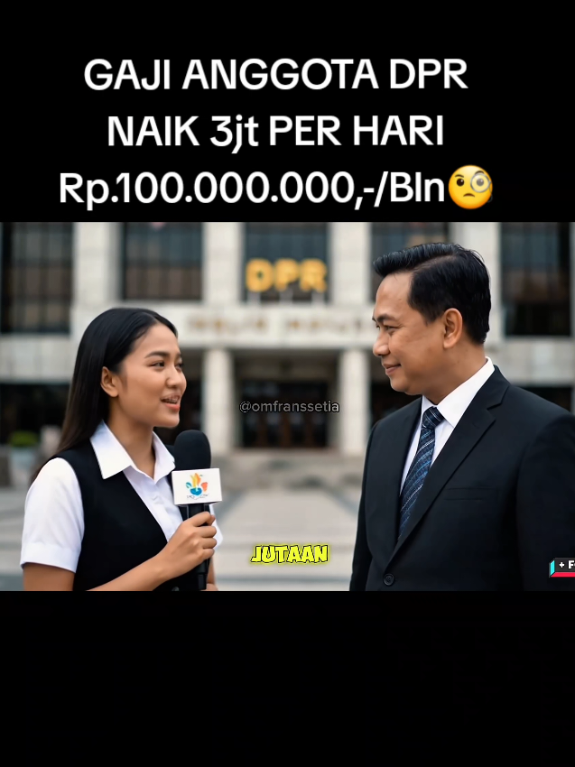 GAJI ANGGOTA DPR NAIK 3Jt/HARI, Rp.100.000.000,-/Bln.. Gimana nih menurut warga people..?🧐🤬 #creatorsearchinsights #demo #dpr #merahputih #fyppppppppppppppppppppppp 