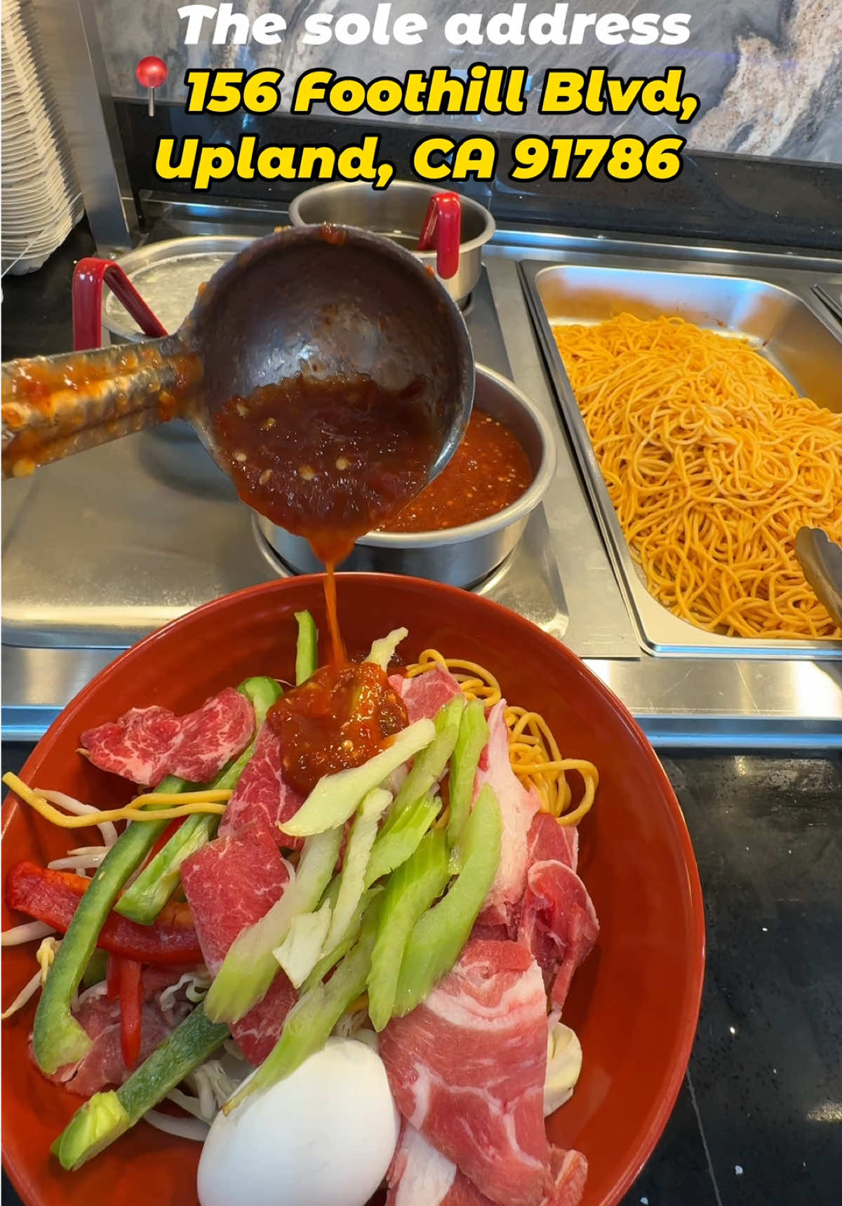 $6.59/lb! Design happiness in a bowl 😋🍖 - OPEN 7 DAYS! 🕚 11AM - 9:30PM 🕤 Come build your OWN Bowl of Joy! 🥗✨ - The sole address 👇👇👇 📍156 W Foothill Blvd, Upland, CA 91786 ☎️ 909-256-3507 #lafood #losangeles #upland #mongolianbbq #chinesefood 