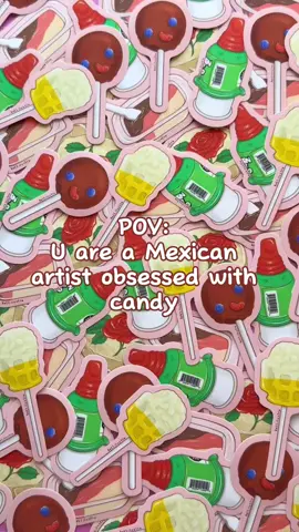 “Dulces Mexicanos” Vinyl Stickers with sugar effect, available on my shop the link is on my bio 🔗  #stickershop #mexicocheck #mexico🇲🇽 #stickers #sweets 