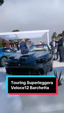 The Veloce12 Barchetta by #TouringSuperleggera was unveiled at The Quail as a roof-less option of the brand’s Ferrari 550 Maranello restomod. It features the same naturally aspirated 5.5-liter V-12 as the hardtop version producing 503 hp through a gated six-speed manual transmission. Would you rather have the coupe or convertible? #Veloce12Barchetta #MontereyCarWeek #caranddriver