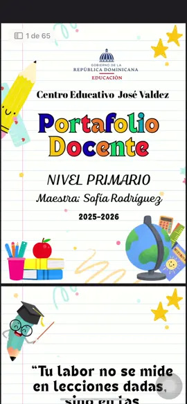 CREATIVO PORTAFOLIO DOCENTE PARA EL NIVEL PRIMARIO!!  Disponible en formato PDF  y fisico!! Personalizado con tus datos.  #portafoliodocente #docentes #portafoliodeevidencias #añoescolar2025😍 #RD 