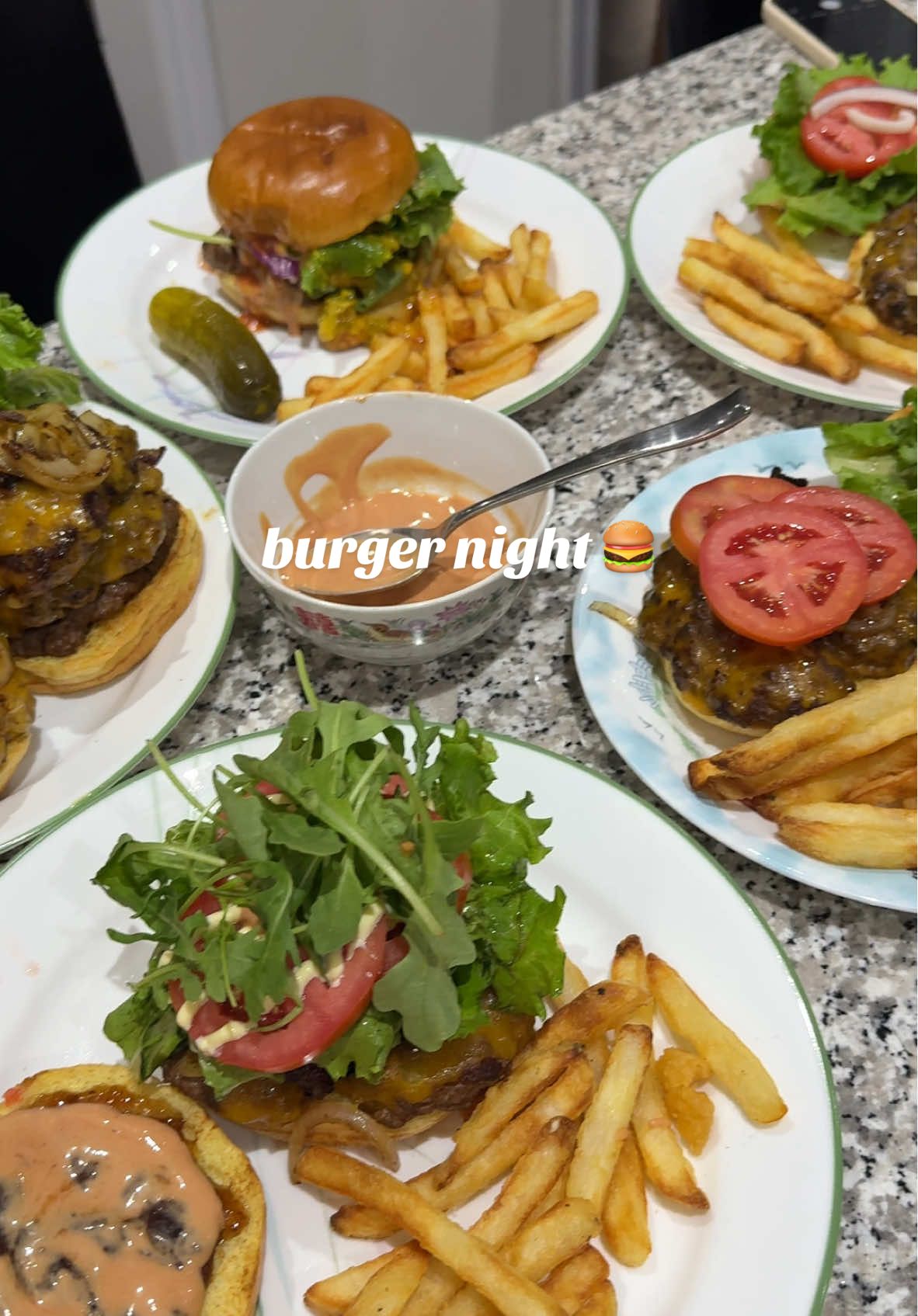 Our fam as soon as friday night hits 🍔🍟👩🏻‍🍳💗 #friyay #cheatday #weekend #fastfood #dinner #burgers #cooking #homemade #familytime #WeekendVibes #tgif #foryou #fyp 
