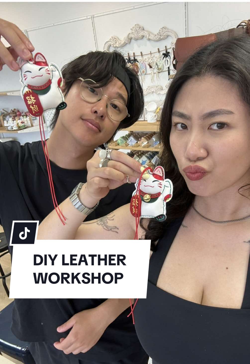 📍sth art studio (11180 Bridgeport Rd. unit 210, Richmond BC)  made the cutest LEATHR lucky cat bag charm/ car hanger!!! they also offer so many other workshops, making my own leather bag is definitely on my bucket list now!!  . . . #DIY #leatherworksop #thingstodoinvancouver #vancouveractivities #luckycat    