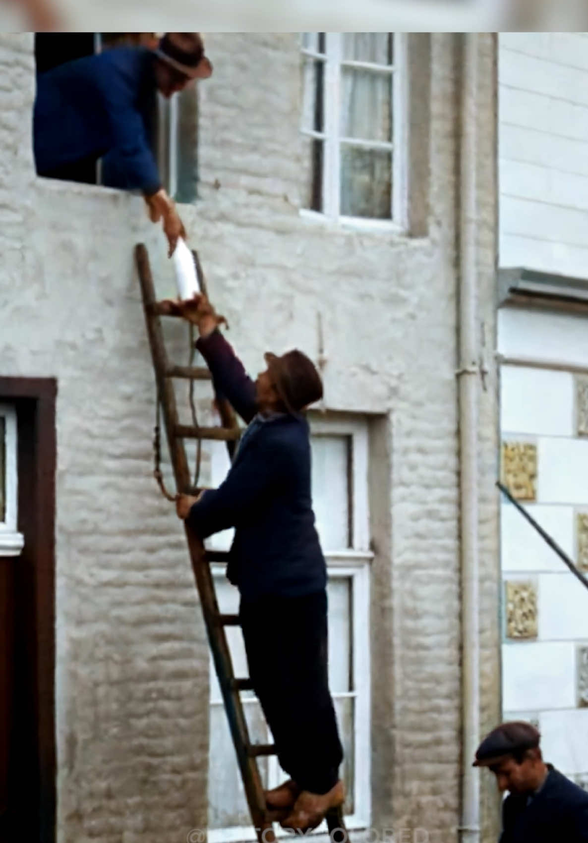 Restored footage from 1924 of people on a rowboat delivering groceries to residents of Limburg, Netherlands who are forced to live on the upper floor of their homes due to a flood. On 7 November 1924, due to heavy rainfall, the River Meuse overflowed its banks causing flooding in nearby towns and villages across Limburg. - Footage frame rate increased, upscaled and “colorized” by HistoryColored using AI technology. - Footage originally from: Watersnood in Limburg, OpenBeelden, Public Domain - #history #limburg #flood #historicalfootage