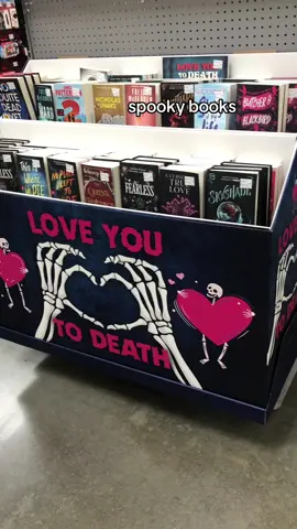 Love you to 🪦 book display at Walmart. I haven’t read ANY of the books on this display 🫣 #spookybook #halloweenbooks #girlybooks #bookgirlies #booktokbooks 