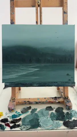 A place no one can find me 🌲 painting available on my site now 🤍 #landscapepainting #coast #seascape #beach #twilightaesthetic 