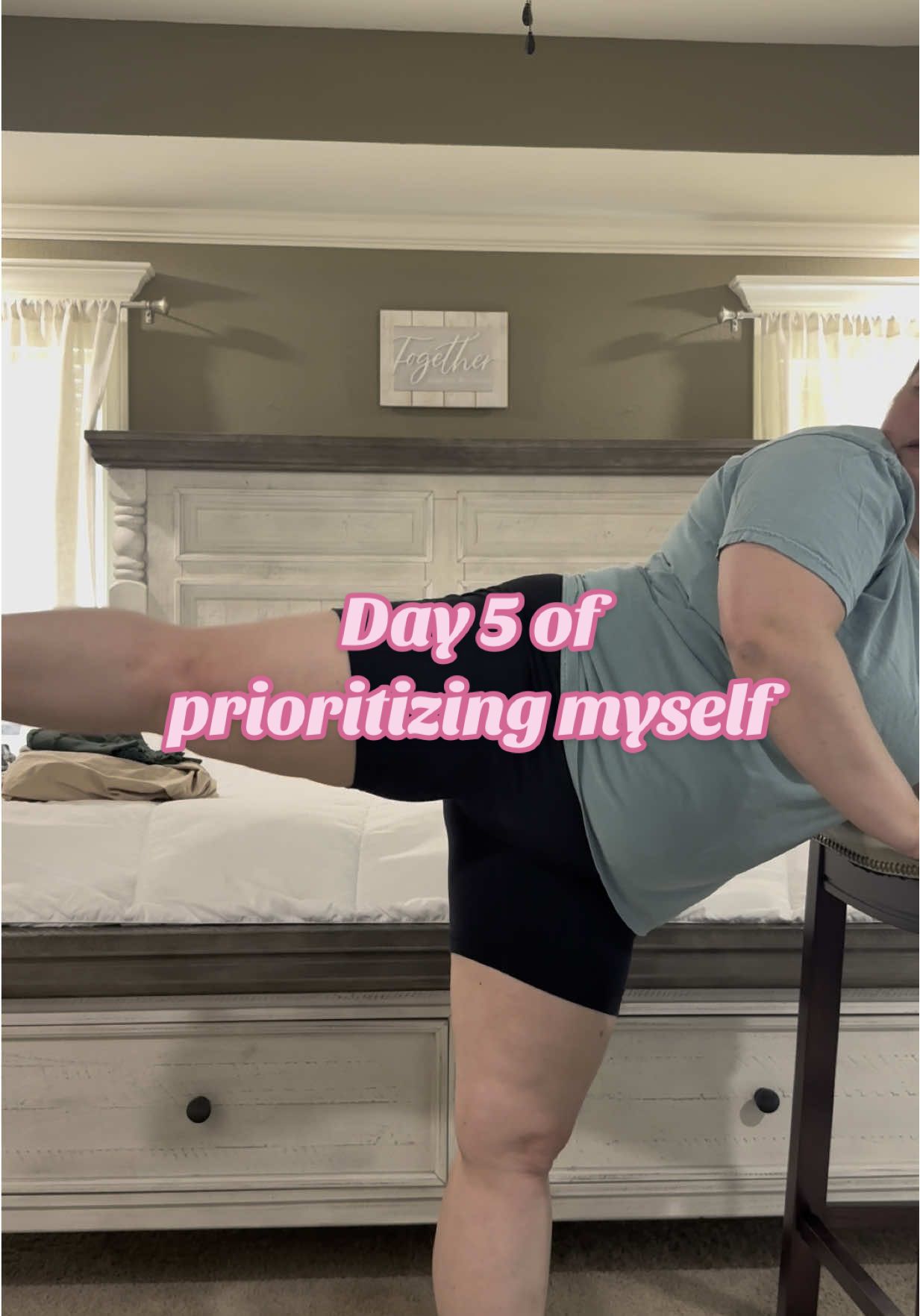 Day 5 and a broken toe?? Eek! We pushed through it and got it done! So proud of myself! #momof3 #weightlossjouney #MentalHealth #SelfCare #workout @Lindsay Arnold Cusick @Movement Club | Home Workouts 