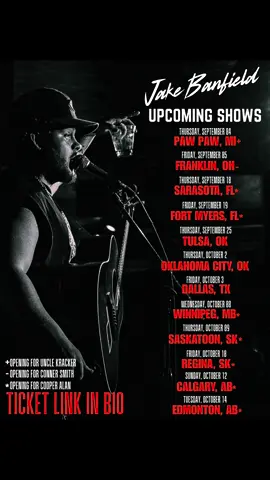 GETTIN’ OUT ON THE ROAD!!! GET YA TICKETS AT THE LINK N MY BIO!!! CANT WAIT TO SEE Y’ALL!! #jakebanfield #tour #countrymusic #originalmusic 