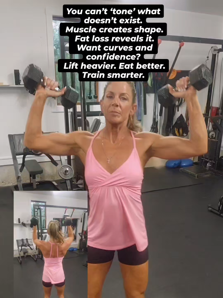 The word “toned” was made up to sell you fear.  You were taught that building muscle was for men, and “toning” was for you.  So they gave you Barbie dumbbells and endless reps.  And then sold you fat burners when nothing changed. Let’s break it down: 🧠 You cannot “tone” a muscle.  🔬 You can only build muscle and lose fat. Here’s how you do that: ✅️Train with resistance 3–4x/week ✅️Eat protein (1g per pound of goal weight) ✅️Don’t live in a calorie deficit forever ✅️Use progressive overload (get stronger over time) You’re not toning.  You’re building a body you finally feel proud of. And it’s time to stop being scared of that. Best Strategy For Women Over 40 For Fat Loss.  How To Get Toned And Stay There For Life.  Control Your Outcome With The Most Time Efficient And Most Effective Fat Loss & Fitness