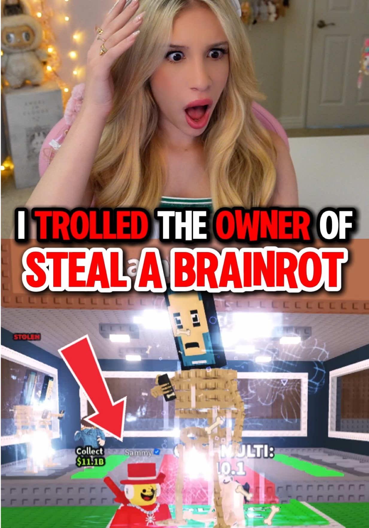 How much AURA did I get from TROLLING  THE OWNER of STEAL A BRAINROT… 🤭🙈😅