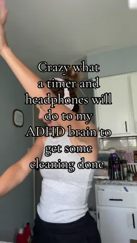 Am I embarrasing?! Yes? Does it work for me? Also yes 🤣🙌🏽 setting a timer for cleaning has been a huge help for me to get stuff done! #adhdcleaning #adhdbrain #timercleaning #timer #cleaninghack 
