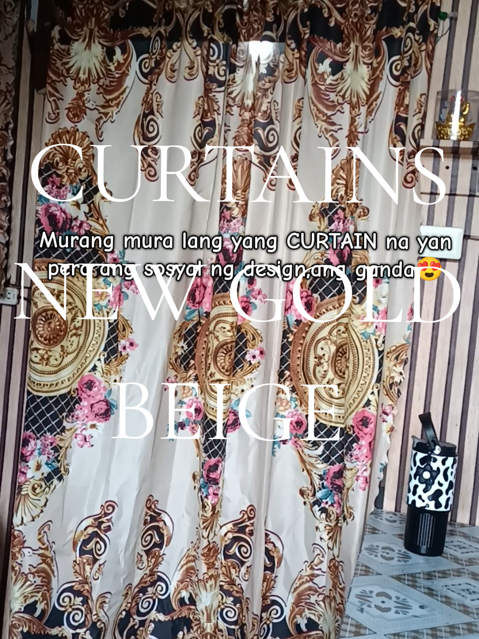 NEW GOLD BEIGE CURTAIN  Lakas makasosyal pero mura lang yan😍 #curtains #curtain #doorcurtain #windowcurtain 