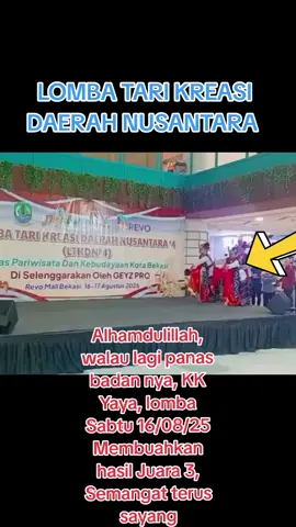 Alhamdulillah walau lagi kurang sehat , si cantik dan team , membuahkan hasil juara III , tetap semangat sayang Babah 😍💋#promomakanmerdeka #kitting #tariandaerah #17agustus 