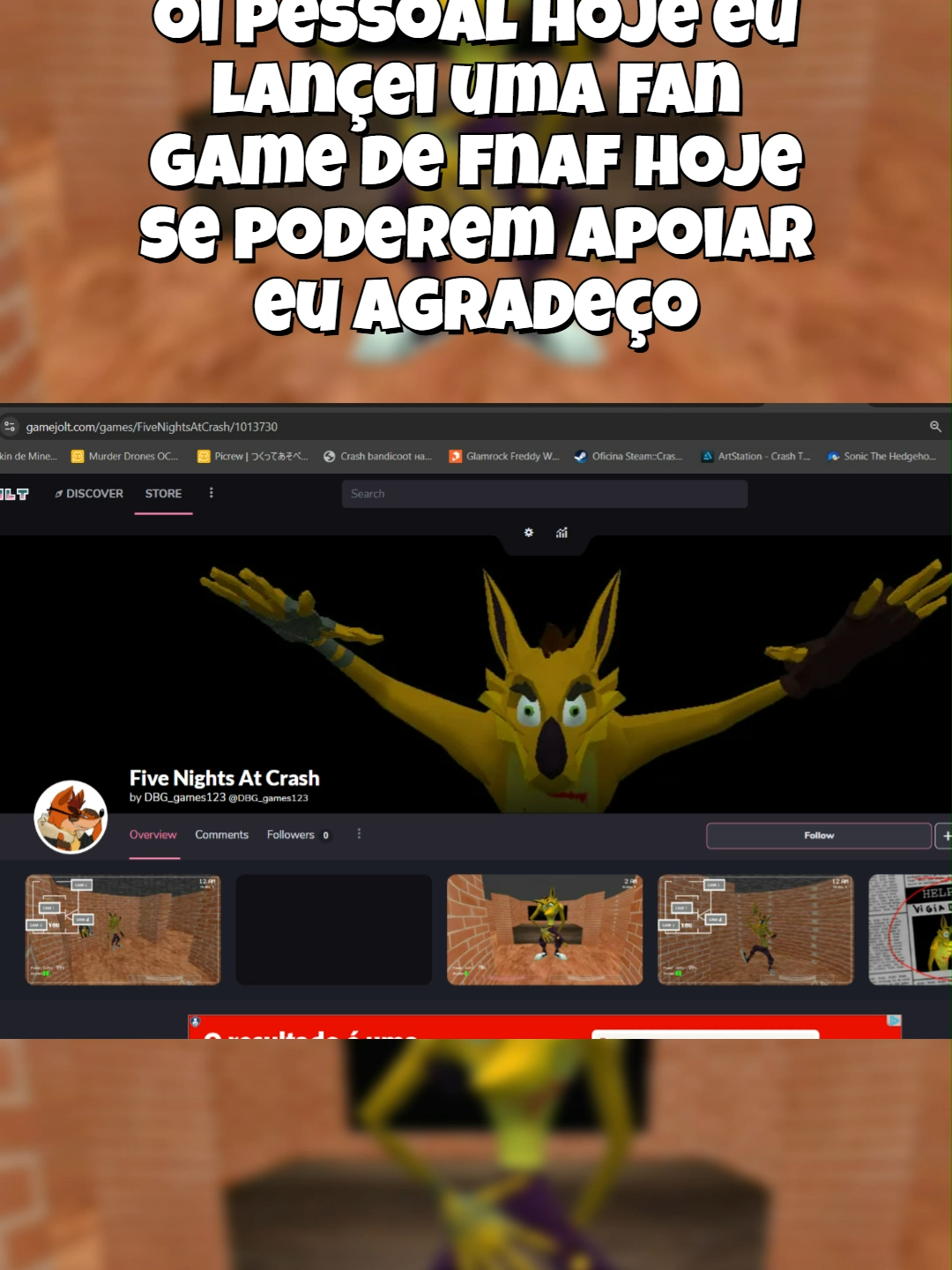 MEU FAN GAME DE FNAF FOI FINALMENTE FINALIZADO#FNAF #horrorgames #fangames https://gamejolt.com/games/FiveNightsAtCrash/1013730